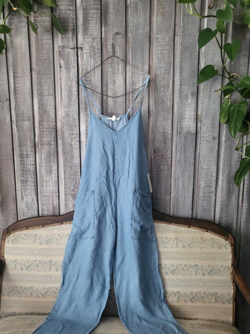 NWT Lyocell Denim Jumpsuit Blue Wide Leg Overalls Small